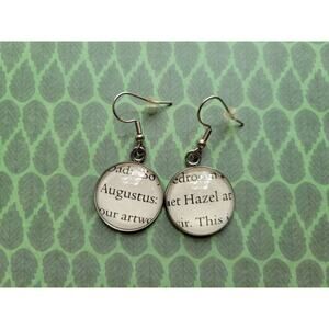 Augustus and Hazel pendant earrings made with The Fault in Our Stars book pages